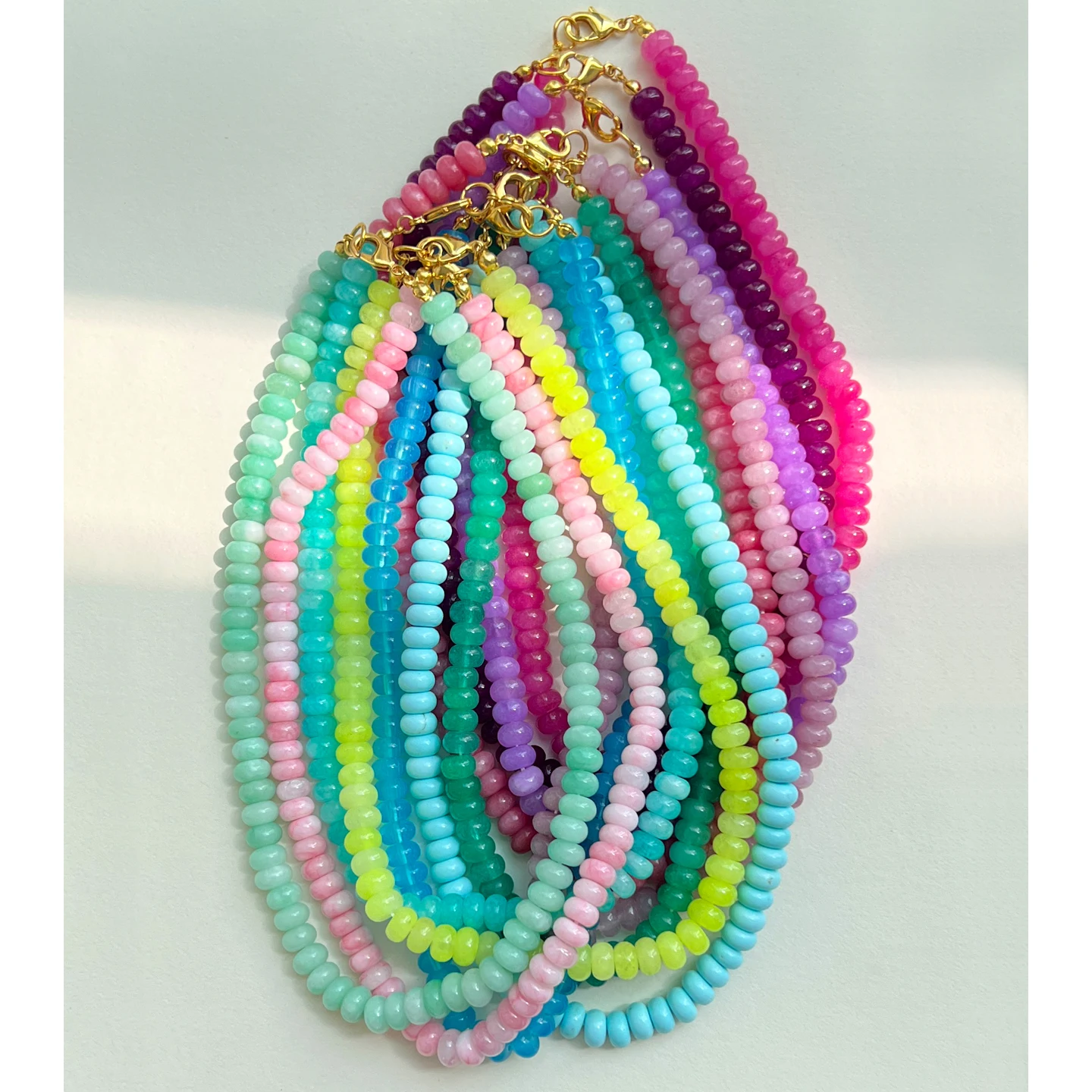 5*8mm Mode Bunte Naturstein Perlen Halsketten Halbedelstein Handgefertigte Halskette Für Frauen Strand Schmuck