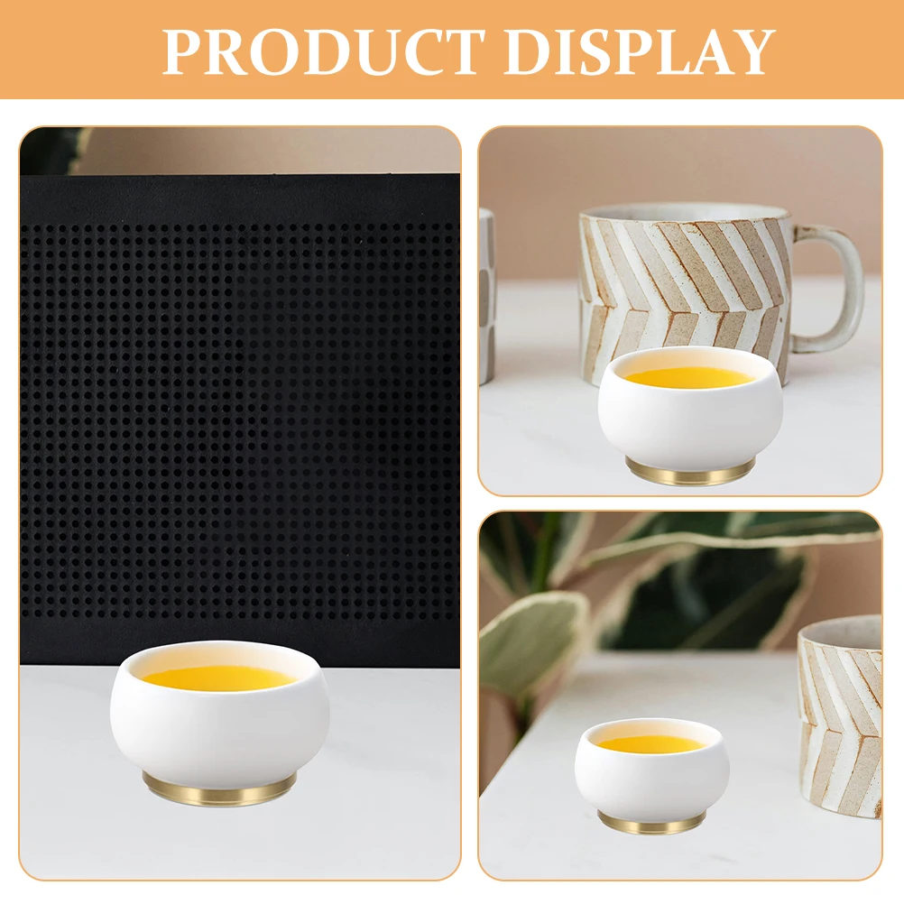

2pcs Brass Tea Coaster Set Heat resistant Desktop Cup Cushion Golden Fashion Round Pad for Home Restaurant Use