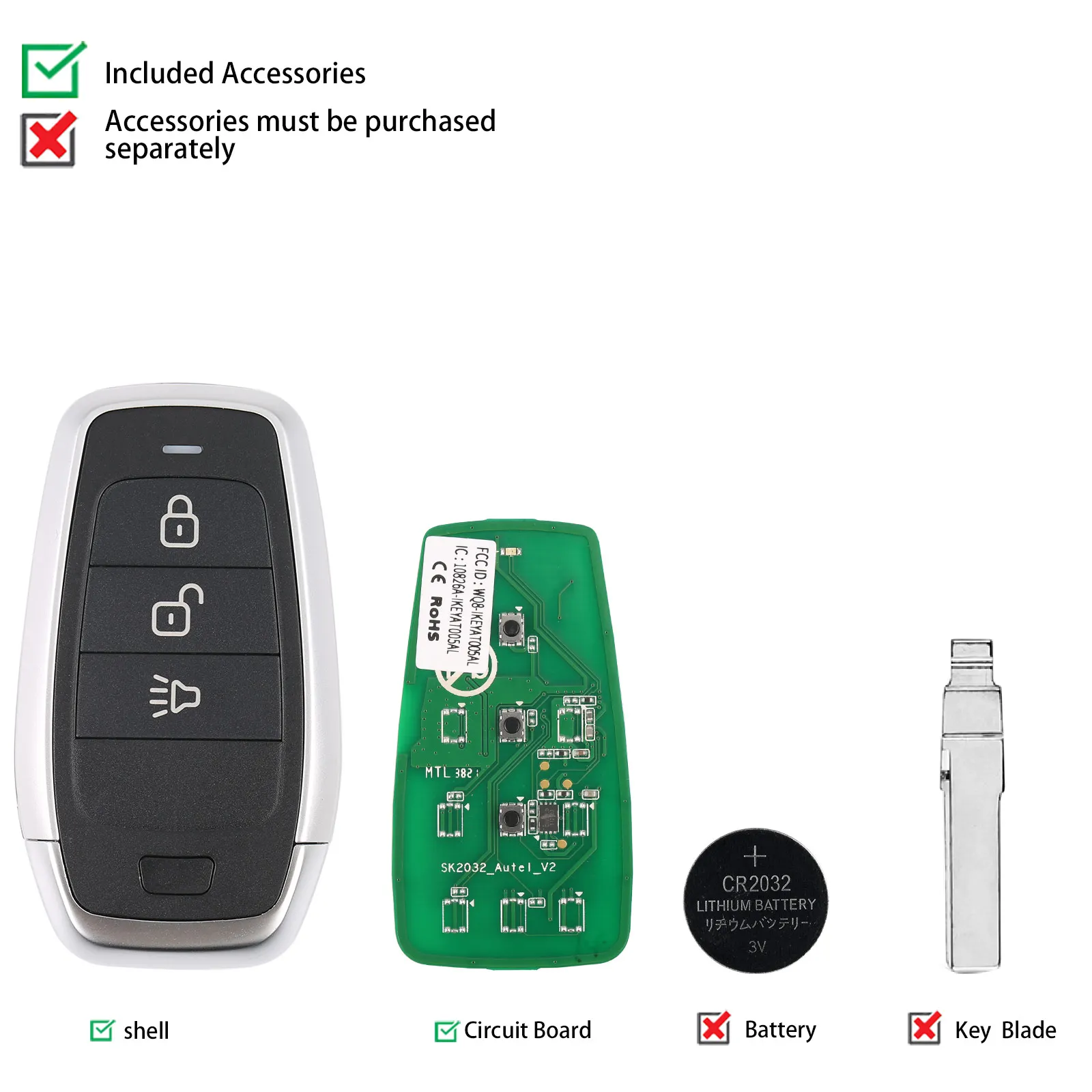 Autel MAXIIM iKEY Standard Style IKEYAT003AL IKEYAT003BL 3 Buttons Independent Universal Smart Key for KM100 KM100E IM608Pro 1PC