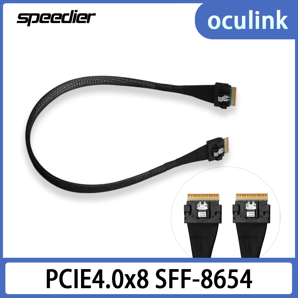 

PCIE 4.0 X8 SFF- 8654 Full-function Silver-Plated Wire for GPU Graphics SSD Expansion Cards SIMSAS8X GEN4 Sas Data Cable