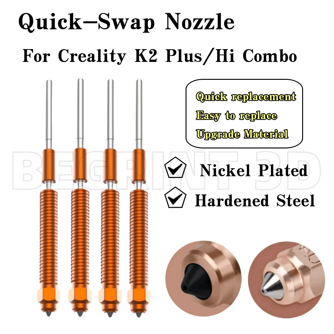 For Creality Hi Combo 3D Printer 0.2/0.4/0.6/0.8mm Quick-Swap Nozzles Kit Titanium Alloy Heat Break High Flow Nozzle For K2 Plus