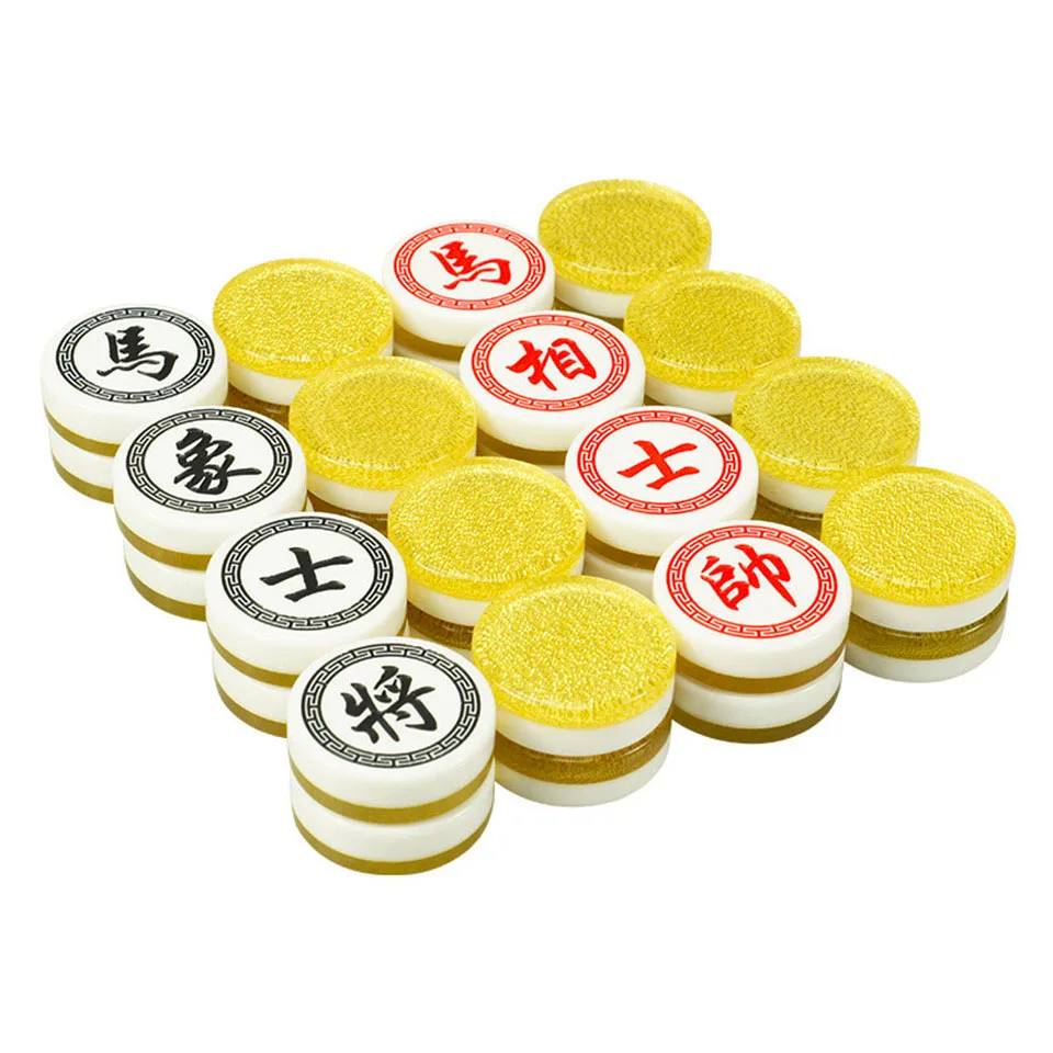 

Luxury Chinese Chess Xiang Qi Wooden box and Acrylic Pieces Folding Checkboard 32Pcs/Set No Magnetic Puzzle Game Kids Gift