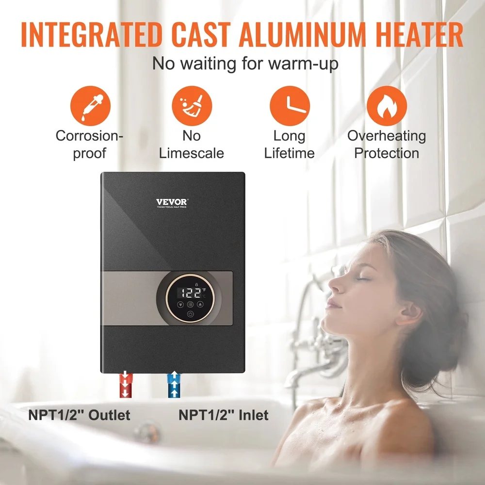 Electric Instant Tankless Water Heater 240V 13800W Endless Hot Water Shower LED Touch Control Safe Durable Design
