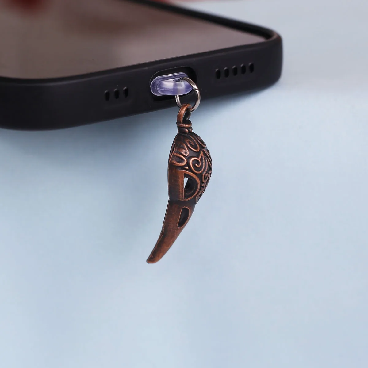 Handy Staub Stecker Anhänger Zubehör Skeleton Vogel Kopf Dekoration Für Iphone Typ-c Port Staub Stecker Anti verlust Seil geschenk – Detail 3