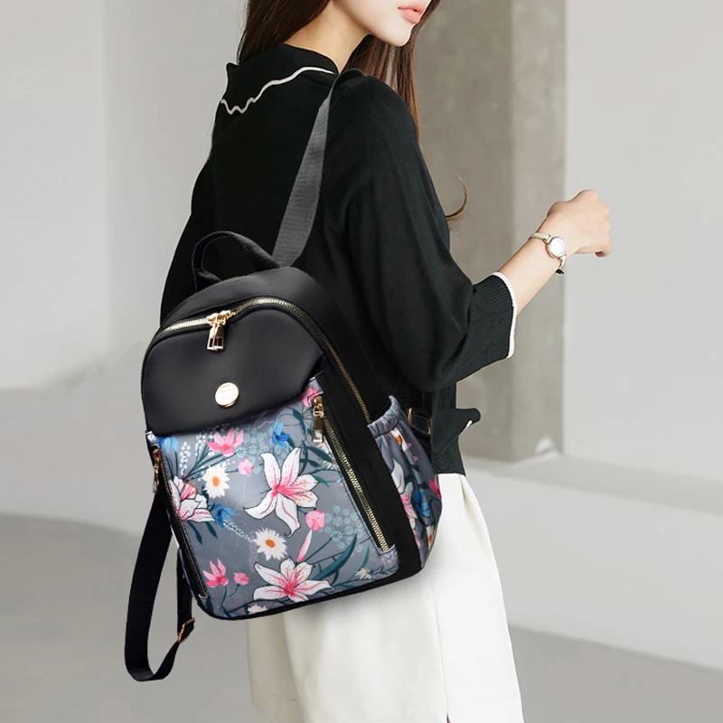 New Trendy Printed Flower Pattern Fashionable Casual Travel Style Backpack Suitable For Women Backpack For Travel Shopping