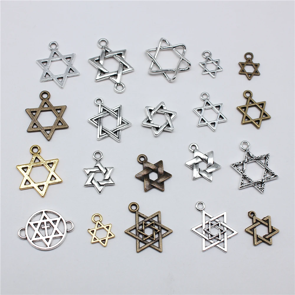 20 sztuk Hexagram gwiazda dawida Charms wisiorki na bransoletkę tworzenia biżuterii DIY rękodzieło — zdjęcie 2