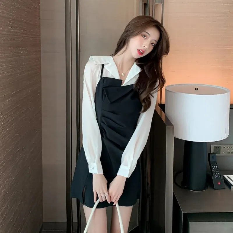 Hepburn Style femme robe Y2k coréen Vintage t-shirts Chic et élégant joli 2025 mode chaude femmes à manches longues robes chemise