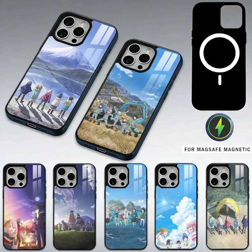 

Anime Y-Yuru C-Camp Phone Case For iPhone17,16,15,14,13,12,11 Plus,Pro Max Magnetic For Magsafe Wireless Charging