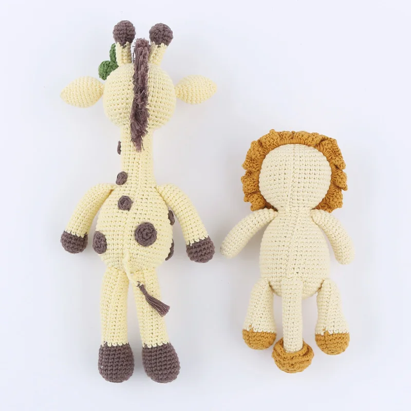 Crochet Baby Cute Stuffed Animal Handmade Giraffe Lion Soothing Toy Newborn Sleep Aid Gift Photography Props