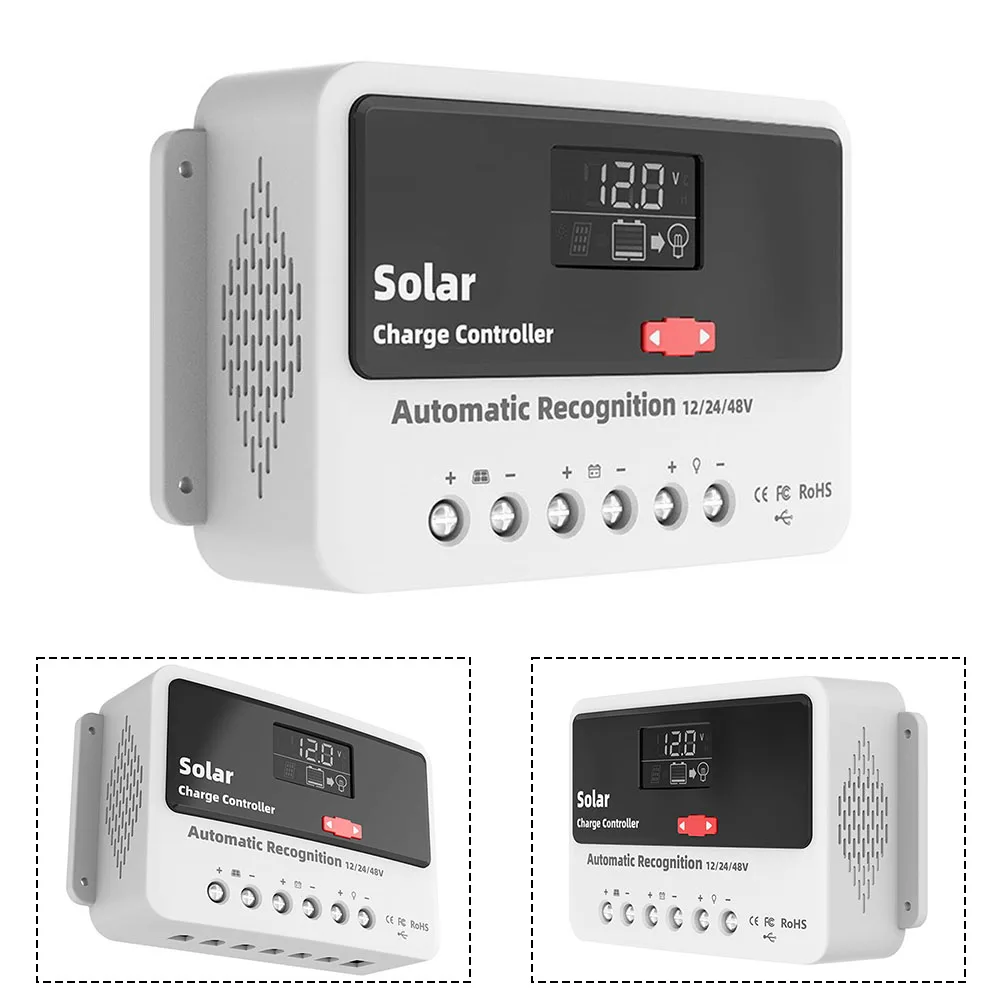 1pcs PWM Solar Charge Controller 10A-60A Solar Photovoltaic Controller System 10A/20A/30A/40A-12V/24V, 50A/60A-12V/24V/48V Tools