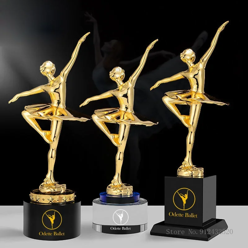 Metal Dance Crystal Trophy, Celebration Ballet, Children's Examination Souvenir, Creative Decor Award, Can Be Engraved, 1Pc