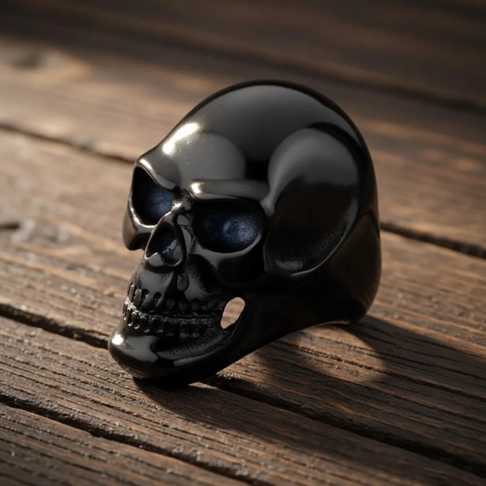 Retro Gothic Punk Men Rings Trendy Black Skull Rings For Men Jewelry Halloween Accessories Everyday Jewelry Birthday/Party Gift