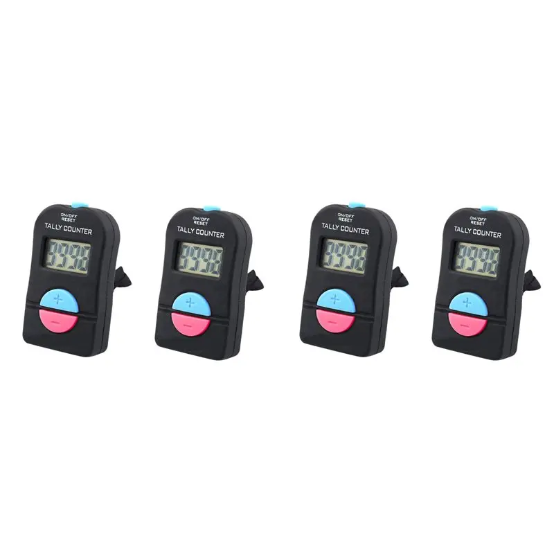 【SPECIAL】4 Pcs Digital Hand Tally Counter Electronic Add Subtract Manual Clicker Handheld Mechanical Number Click Counter