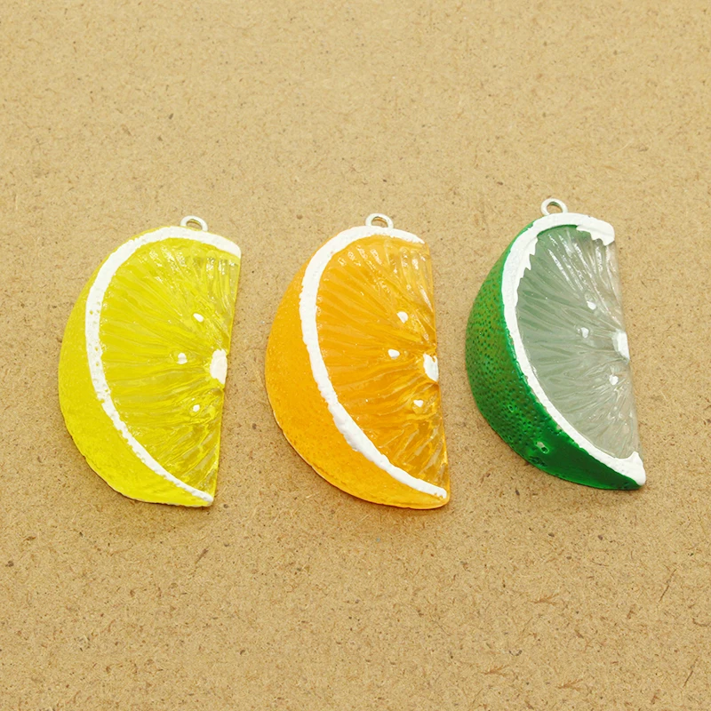 6pcs/pack 48x23mm Simulated Fruit Lemon Charms DIY Crafts Funny Resin Food Keychain Pendant Accessory Cute Korea Jewelry Making