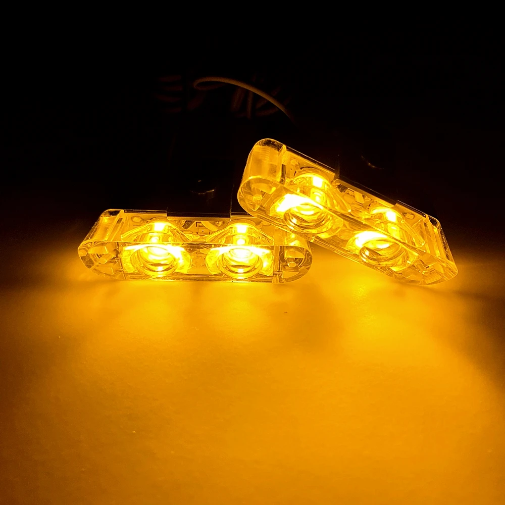 2LED Car Front Deck Grille Clip Strobe Warning Light 12V Vehicle daytime running light Police Hazard Emergency Flash Signal lamp