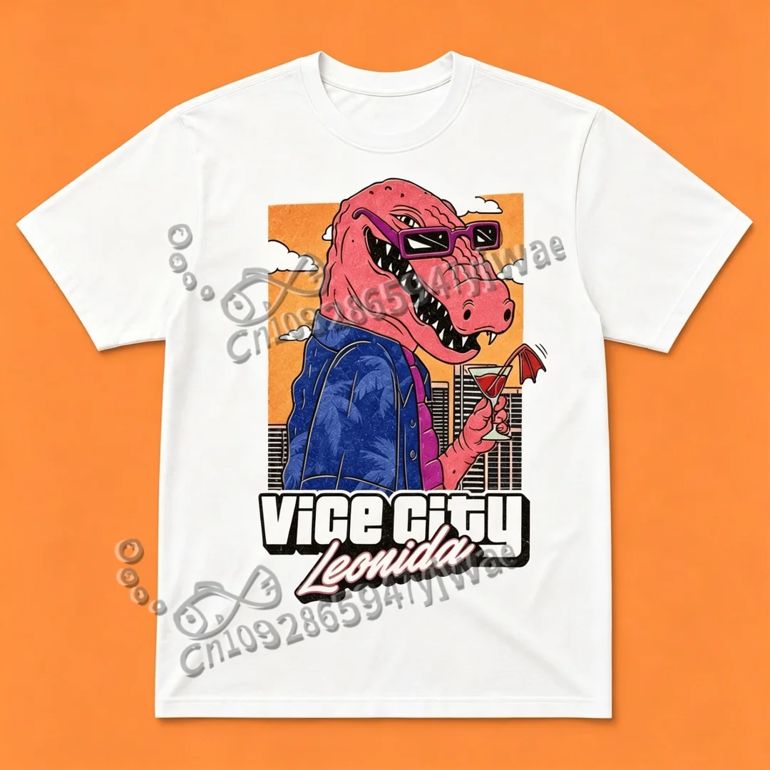 Jason Vice City Leonida Alligator Printed 2026 T-shirt Men Women Popular Streetwear Solid Color Men's Short Sleeve Casual Tops