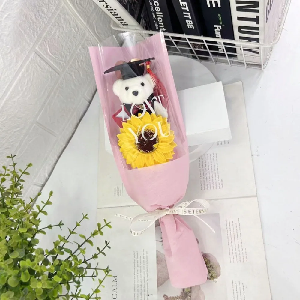 أفضل أمنيات ماستر الدب الدب باقة عباد الشمس باقة الديكور الحيوان باقة 36 سنتيمتر الكرتون جميل الدب هدية التخرج #2