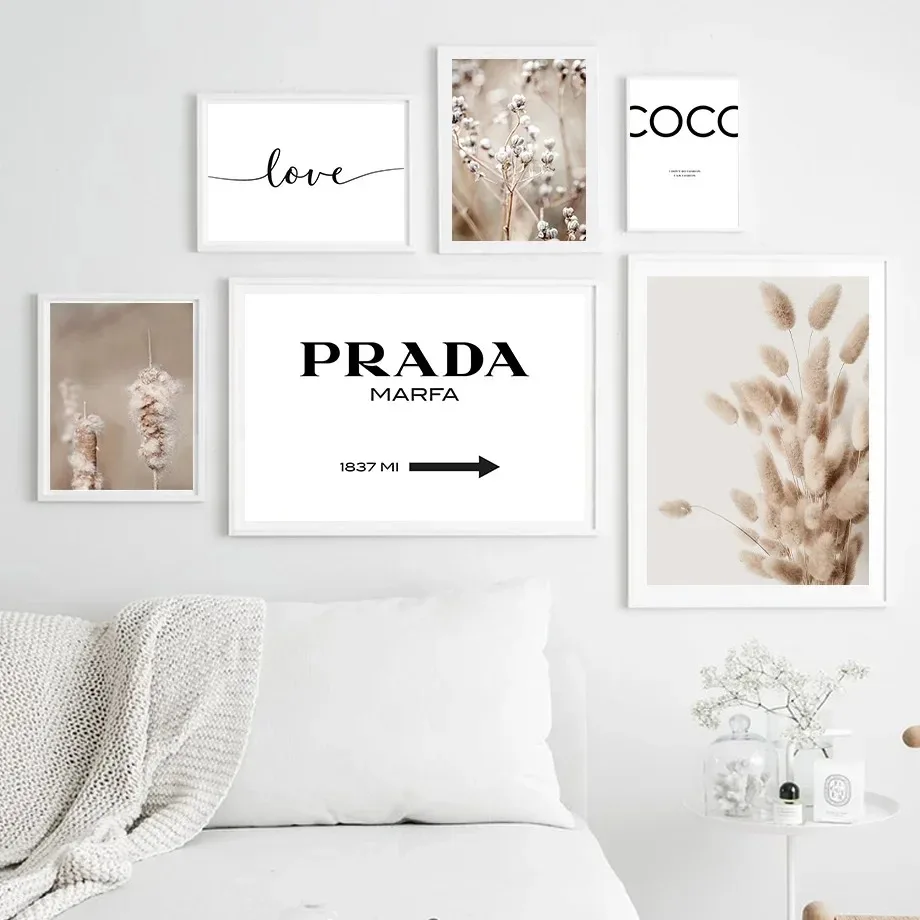 Bunny Tail Grass Reed Roses Lover Quotes Wall Art Canvas Painting Nordic Posters and Prints Wall Pictures for Living Room Decor