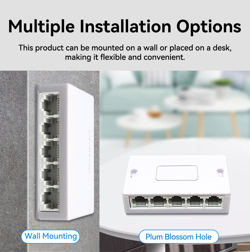HORACO 5-Port Gigabit Netzwerk-Switch Unmanaged 1000M Mini-Switch Desktop Plug-and-Play Ethernet-Switch – Detail 7
