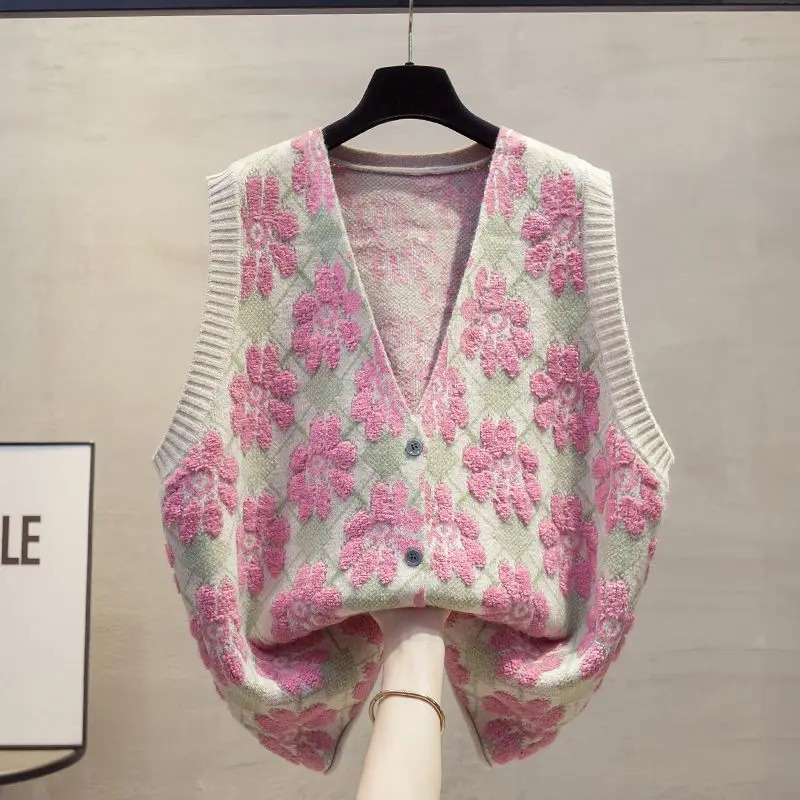 

Кардиган с v-образным вырезом, вязаный жилет, женский 2022, осень и зима, новая корейская версия, свободный повседневный свитер, жилет