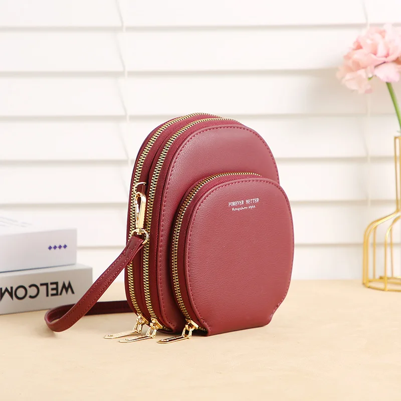 2024 New Crossbody Shoulder Mobile Phone Bag Ladies Fashion 3 Layers Large Capacity Money Coin Purse Photo ID Card Holder Wallet