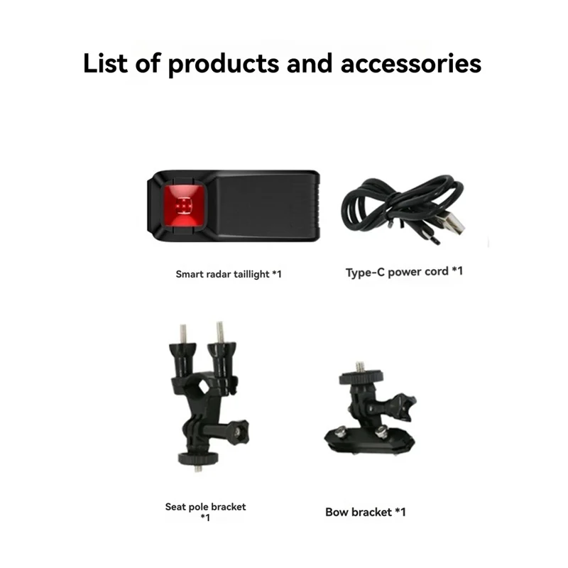 【Shopper’S Favorite】For Cycling Cyclocomputer Integration Bicycle Radar Taillight Waterproof Brake Sensing Lamp Bike Rearview Se