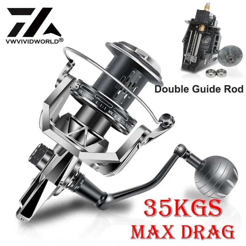 Imagem -03 - Água Salgada Carretéis de Pesca Carretel de Liga Rolamento de Aço Alloy Gear Braço de Metal Sea Boat Spinning Reel 80001200077lb Max Drag