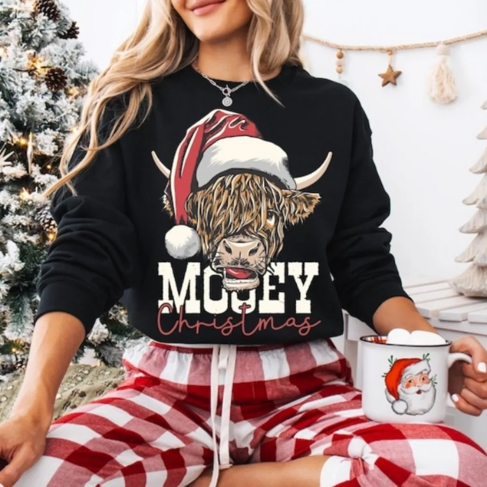 Sweat-shirt de vache de Noël Mooey Sweat à capuche de Noël Sweat à capuche de saison de Noël de ferme Sweat à capuche d'amant de vache des Highlands Sweat à capuche d'hiver