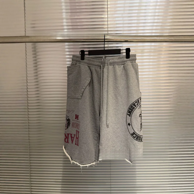 QICHE 2026 Unisex Spring‑Summer Irregular Color‑Block Spliced Cropped Sweatpants Inverted Collar Cut Casual Seven‑Point Trousers
