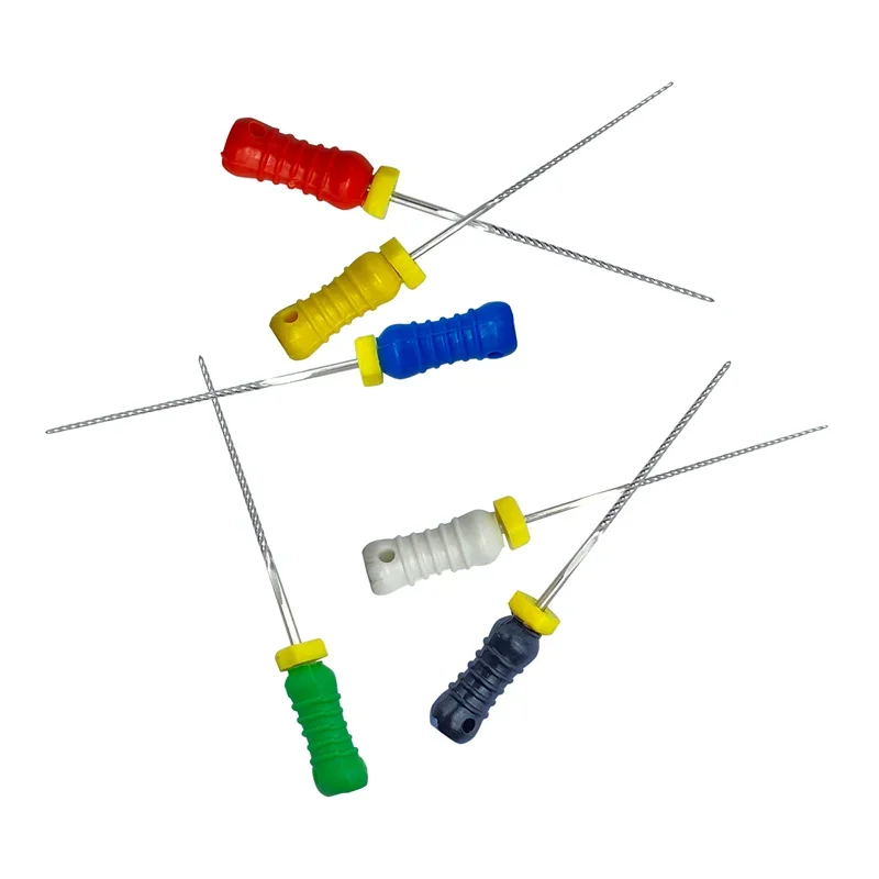 6 unids/caja limas dentales K 21mm/25mm limas de uso manual limas de conducto radicular de acero inoxidable instrumentos endodónticos de odontología