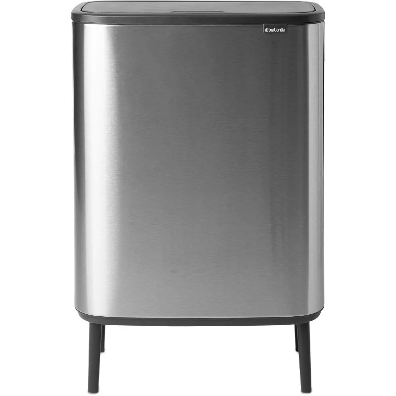 Brabantia Bo Hi Touch Top Trash Can - 2 x 8 Gal Inner Buckets (Matt Steel FPP) Waste/Recycling Garbage Can