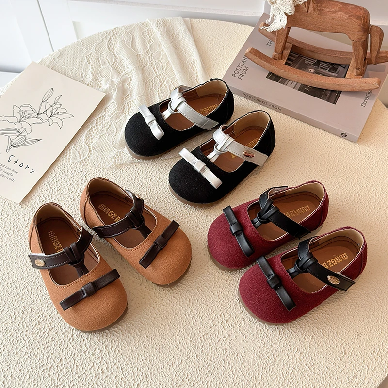 New Kids Shoes Children Red Shoes Baby Girls Leather Shoes Toddler Princess Flats Girls Suede Oxford Fashion Platform Mary Jane