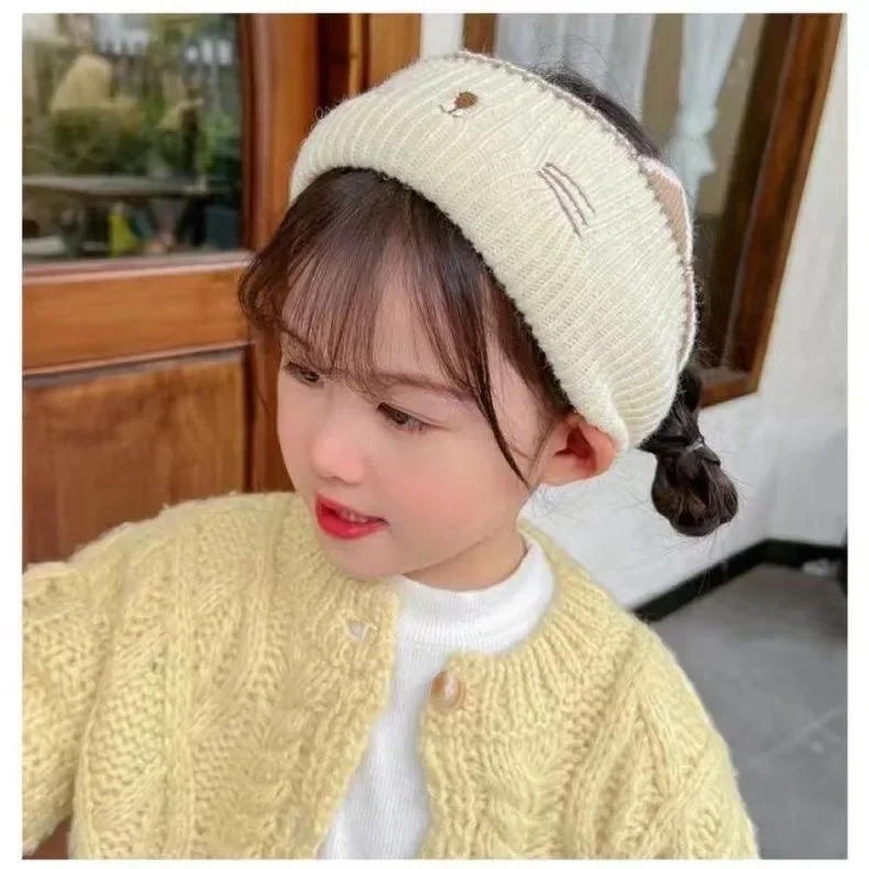 1-10 Years Children Bib Autumn Winter Baby Scarf Dual-use Turban Cute Fake Collar Kitten Korean Kids Knitted Scarf Accessories