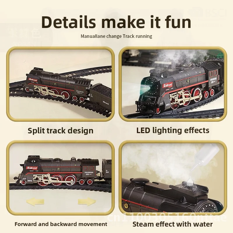 Fenming 621 Children's Electric Train Set Retro Steam Themed Track Model Toy for Boys Portable Gift Box Packaging Plastic