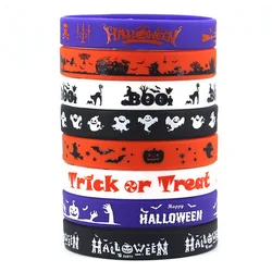 8Pcs Cartoon Halloween Theme Silicone Bracelet Skull Pumpkin Wristband for Halloween Gift Birthday Party Favors Goodie Bag