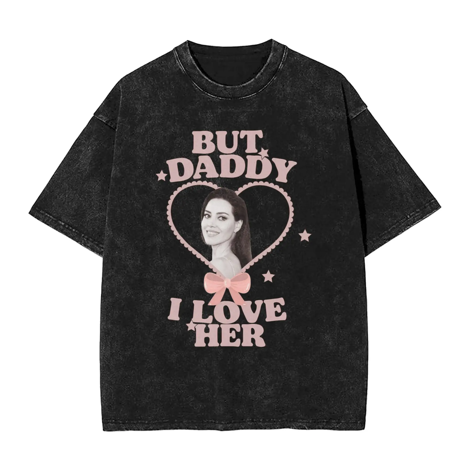 But I love Her Black and White Aubrey Plaza Green Witch women T Shirts Washed Tees Short Sleeve Round Collar T-Shirts Clothes