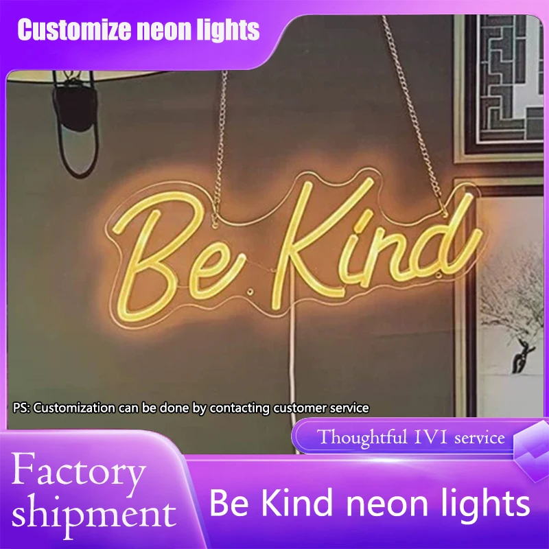 Be Kind Custom Led Name Sign Подарочный Настенный Декор Спальня Декор Персонализированный DIY Свадьба День Рождения Магазин 36X20CM Мальчик Часть Девушка