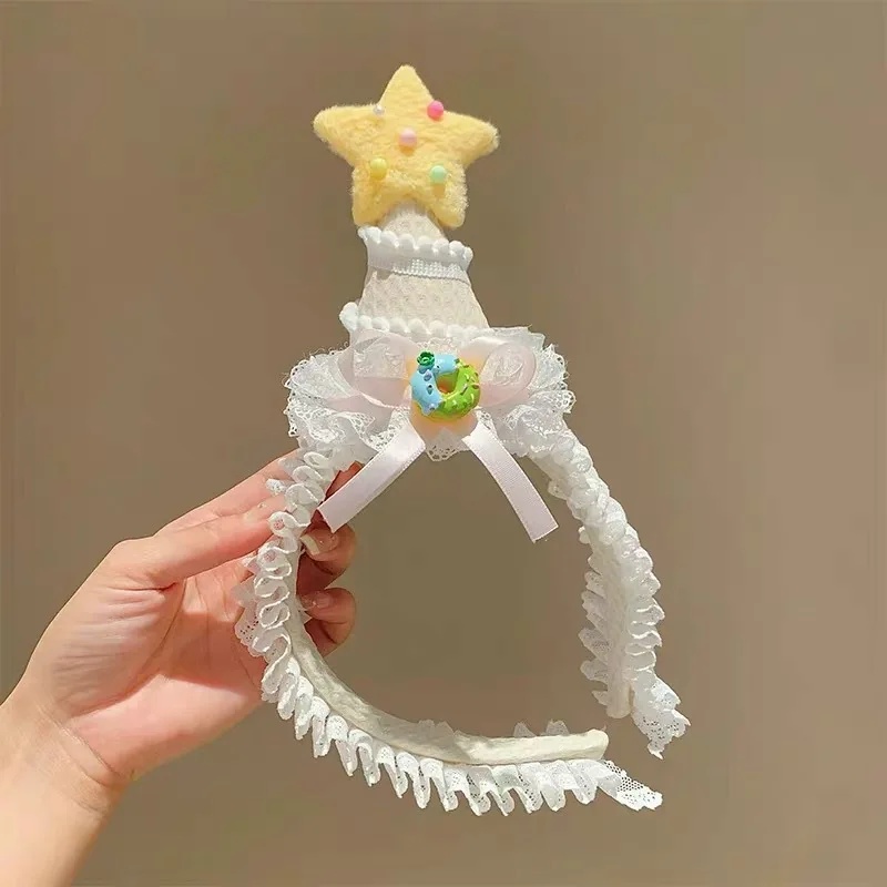 Cute atmosphere party hair accessories girl heart yellow star birthday hat headband cake hair clip photo hair accessories view 5