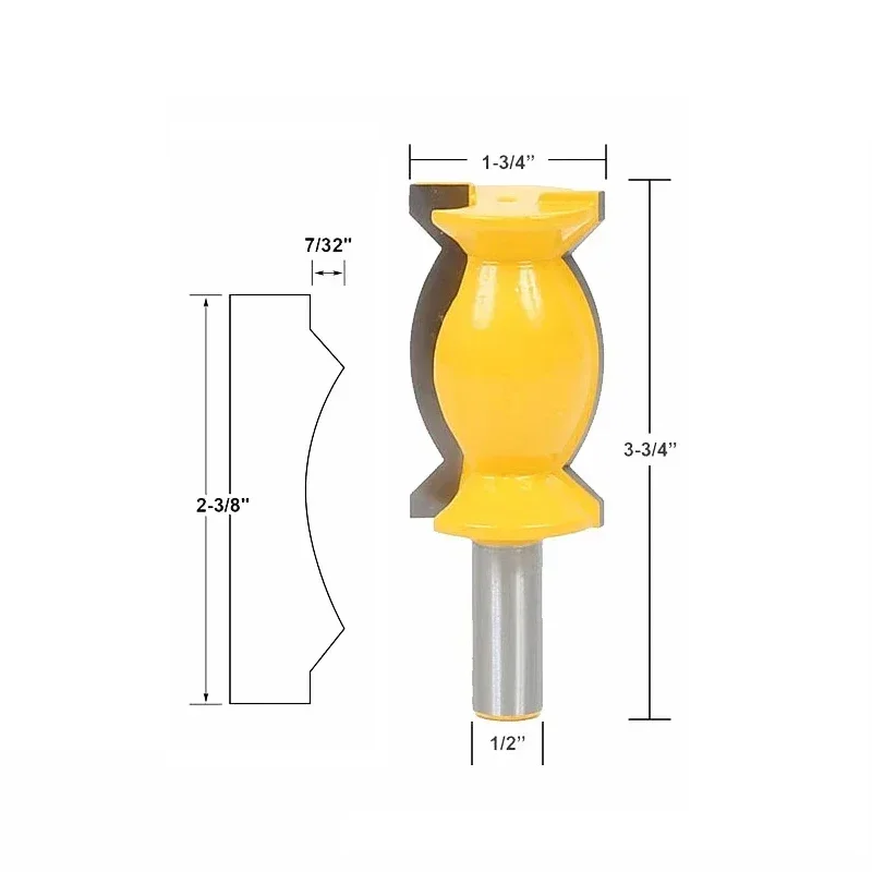 

12mm 1/2" Shank Concave Radius Milling Cutters Crown Molding Armrest Router Bit Large Line Knife Wood Work Bits