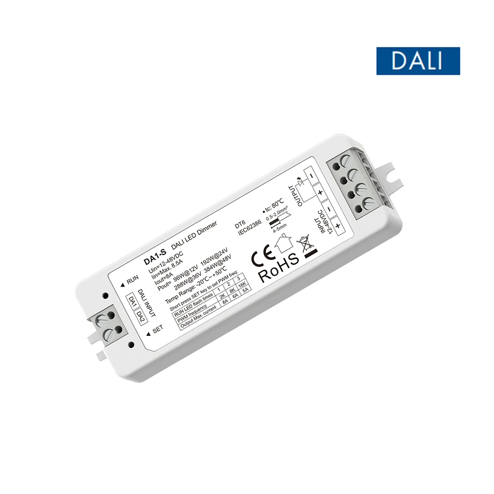 LED DALI Dimmer With Push Switch Dimming PWM digital dimmer for Single Color LED Strip DC 12V 24V Support 3 Kinds PWM Frequency