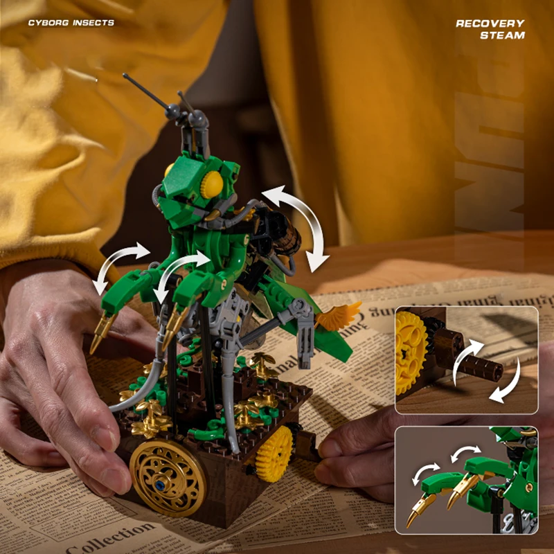 Miasto MOC mechaniczne owady Bumblebee zestaw modeli do składania skorpion konik polny klocki DIY kreatywny Mech pszczoła chrząszcz cegły zabawki ﻿