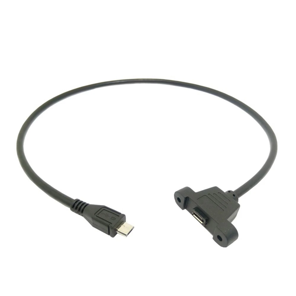 Fiche Micro USB 2.0 avec trou de montage sur panneau à vis vers câble d'extension Micro USB 2.0 600, 30cm, 50cm