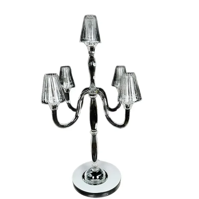 Cross-border European five-headed crystal candlestick model HY-3258 handmade aisle ornament wedding props venue decoration