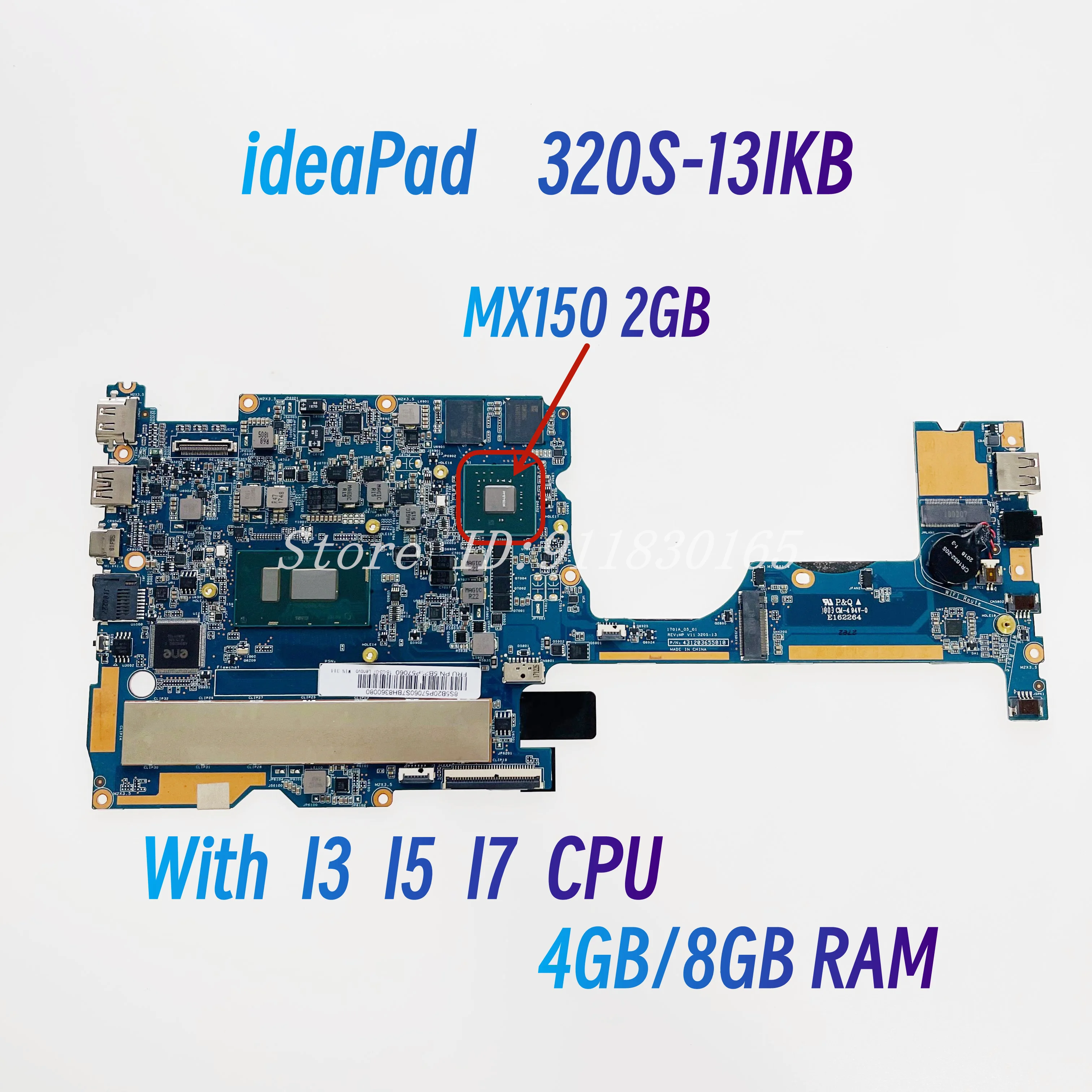 1701A_05_01 5B20P57039 For Lenovo Ideapad 320S-13IKB Laptop Motherboard With i3 i5 i7 CPU UMA/MX150 2G GPU 4G/8G RAM 100% Work