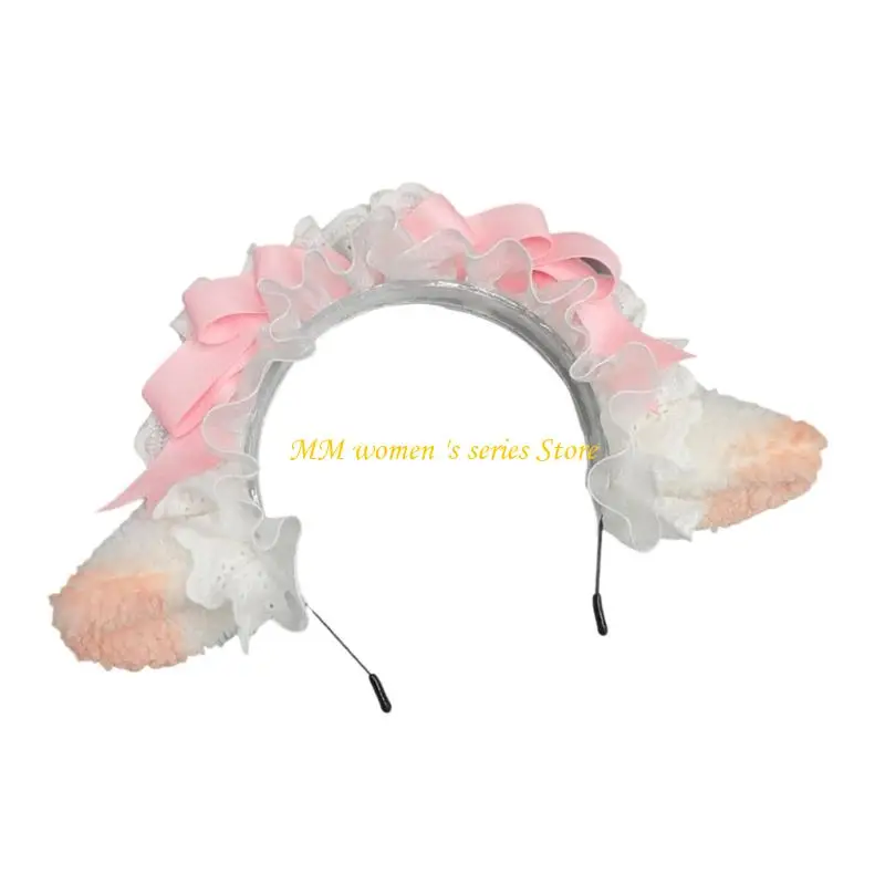 Q39C زينة شعر أذن الحيوان القطيفة للنساء إكسسوارات الموضة