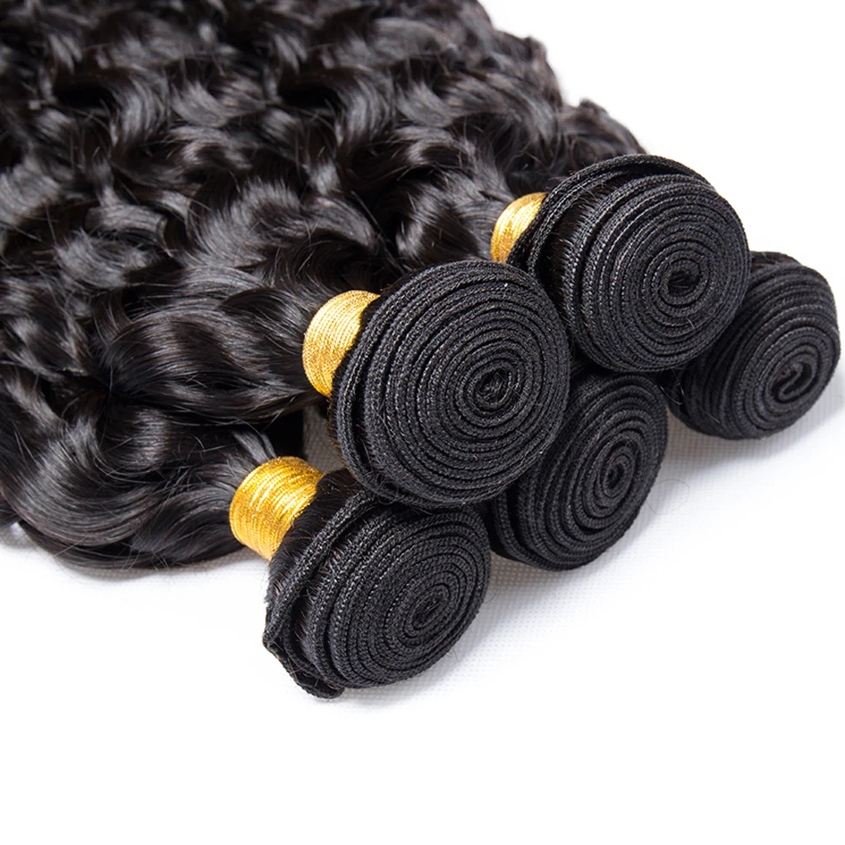 Miss Rola Water Wave Hair Bundles With 4x4 Closures Brazilian Water Wave Hair Closure with Weaving 100% Human Hair Extensions