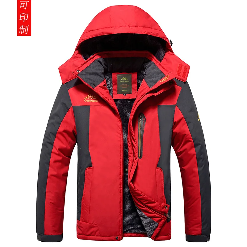

2023 Winter Sprint Suit Men's Plush Thickened Tidal Cotton Coat Outdoor Mountaineering Suit Cold Resistant and Warm Large Fleece