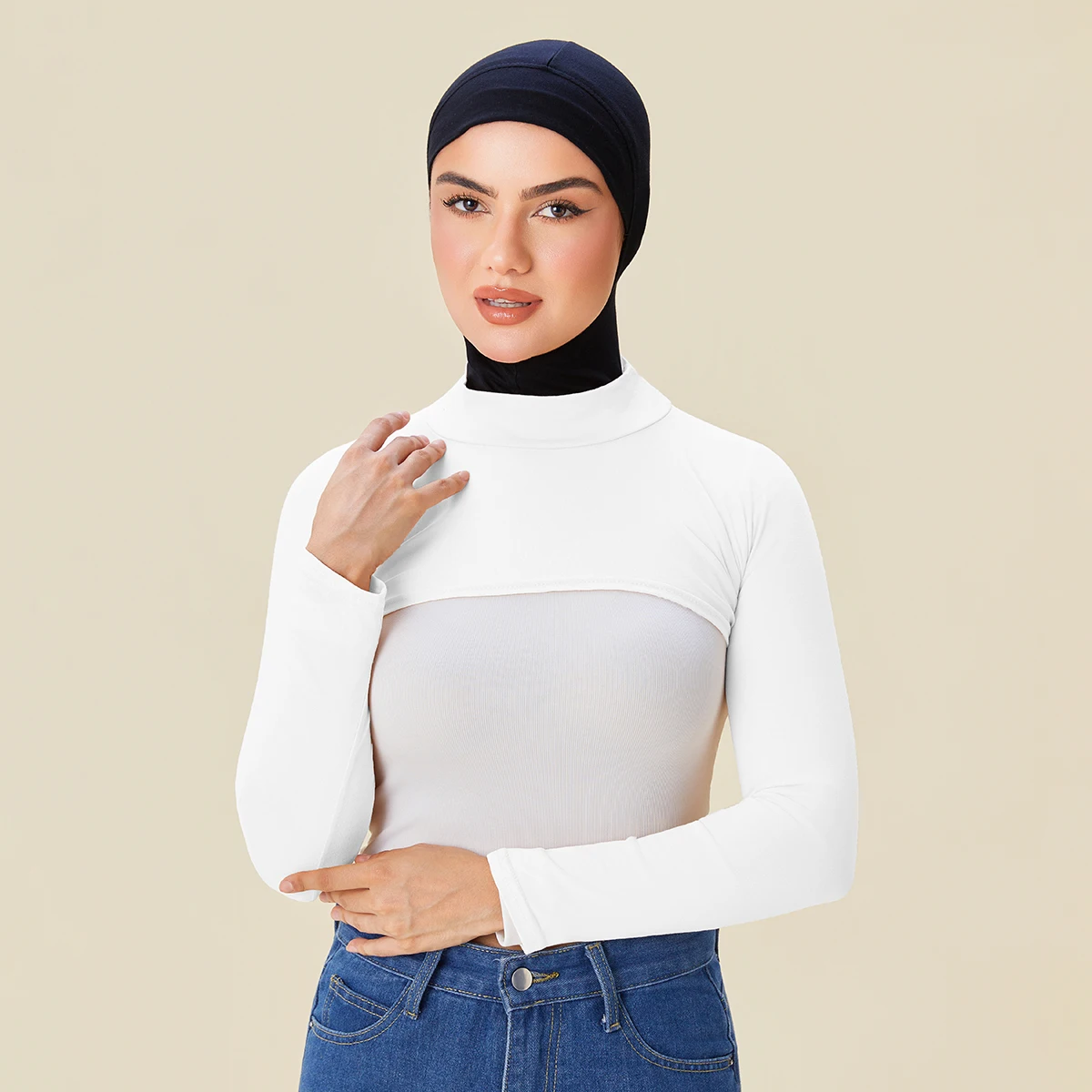 Maniche lunghe modali morbide musulmane Copribraccio elastico islamico Manica a spalla Donna Protezione solare Maniche lunghe per braccio Tinta unita Taglia libera