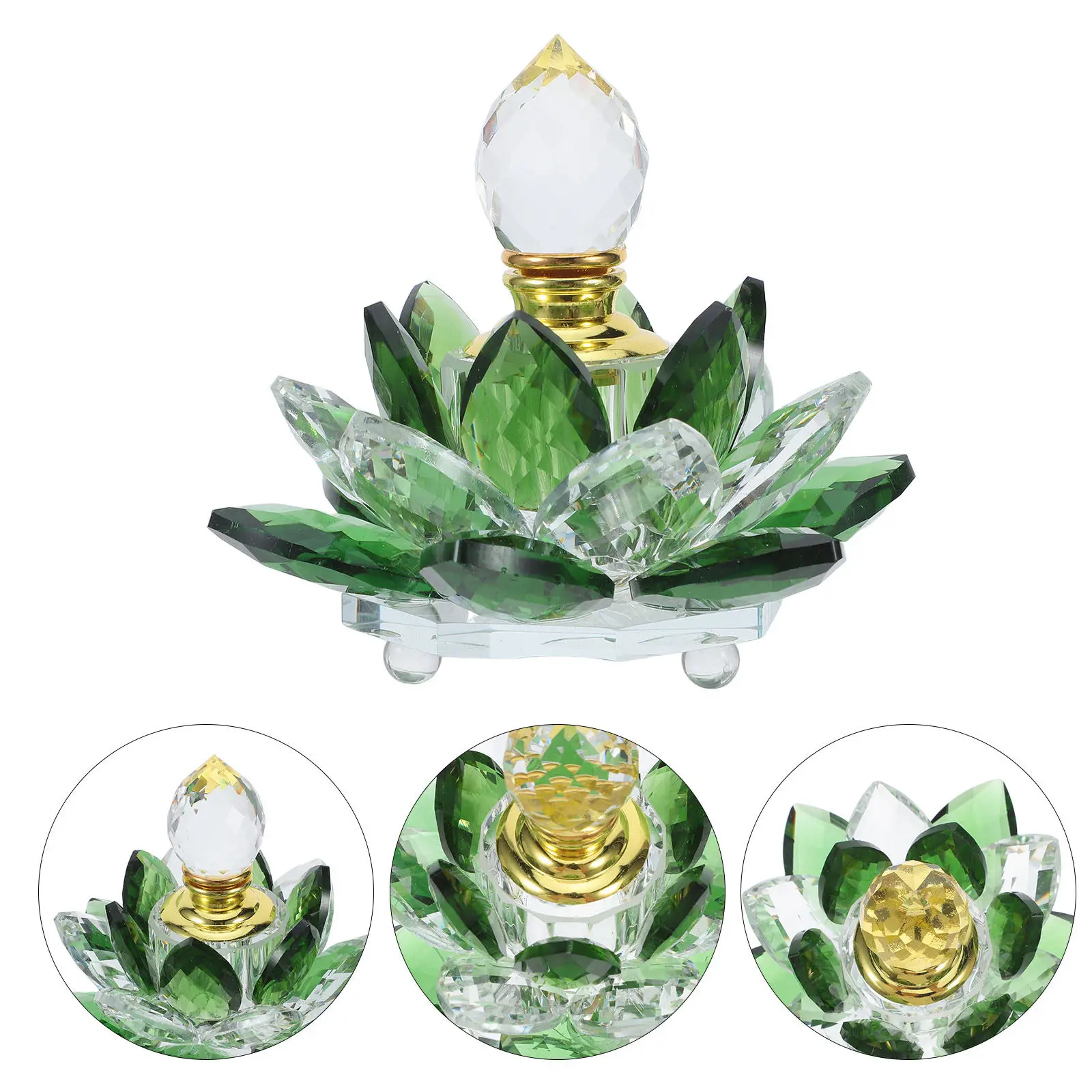 1Pcs Creative Lotus Shaped Perfume Container High Quality Crystal Glass Empty Perfume Bottle Home Decor Vintage Chic Storage