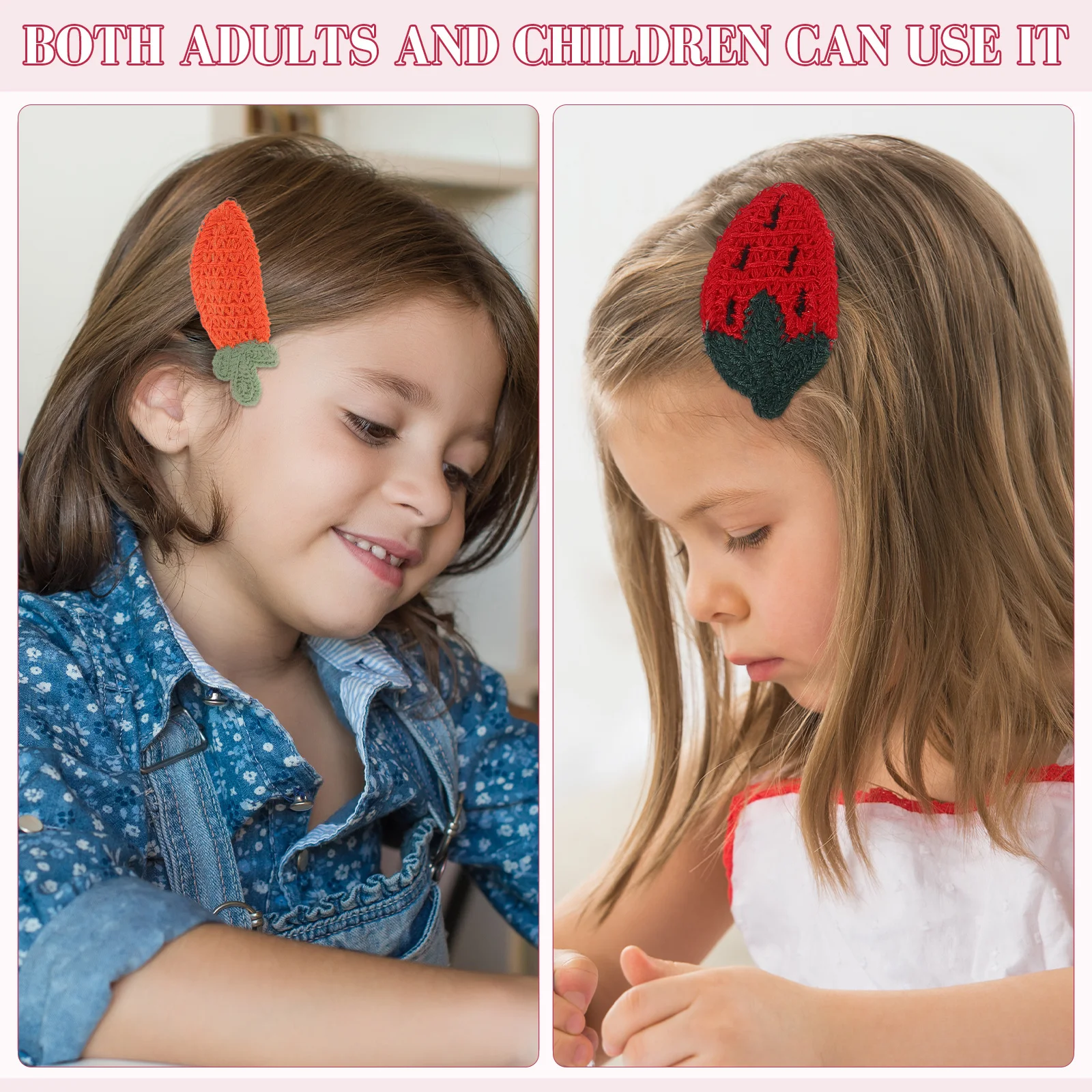 

5 шт., вязаные заколки для волос с фруктами, милые мягкие пряжи, вязаные крючком аксессуары для волос, нескользящие заколки для девочек, заколки для вязания для малышей